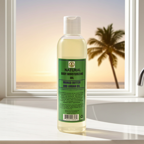 Nourishing body oil blended with mango butter and argan oil for dry skin care