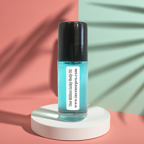 One Million Lucky scented body oil bottle for hydrating skin, adding shine, and layering fragrance after bathing.