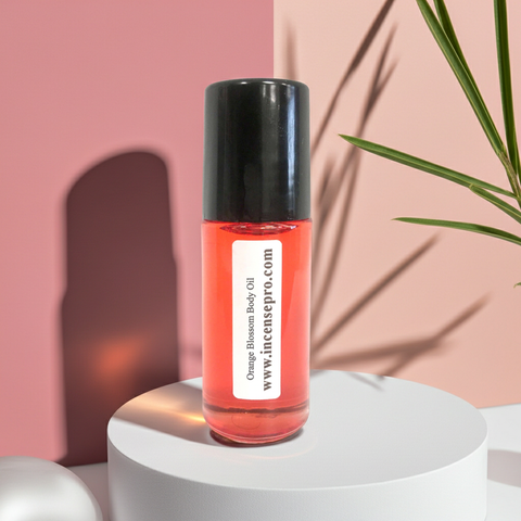 Orange Blossom moisturizing body oil bottle for hydrating skin, improving softness, and everyday body nourishment.