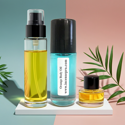 Orange Body Oil unisex body oil bottle for hydrating skin, sealing in moisture, and post-shower body care.