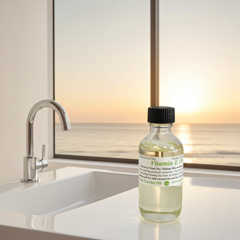 Organic Vitamin E oil dropper bottle for daily beauty routine