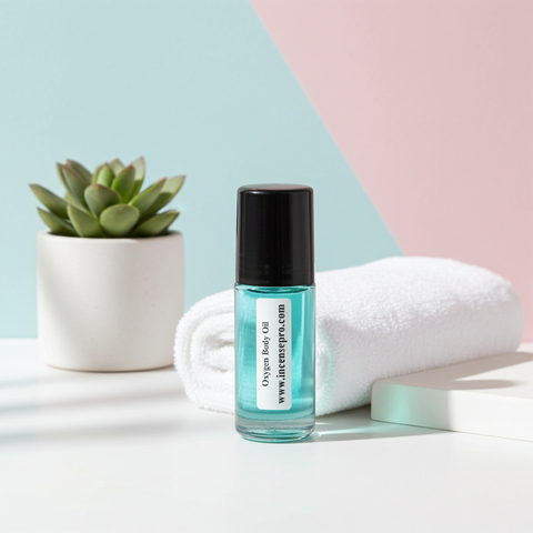 Oxygen Body Oil (M) body oil for daily skin moisturizing, softening, and body care use.