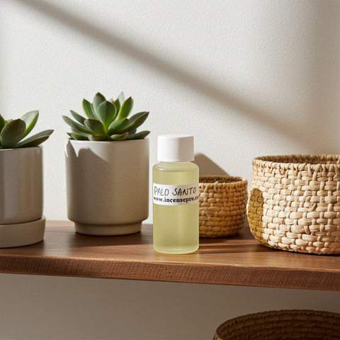 Sacred wood scented Palo Santo Burning Oil that creates a calming and relaxing atmosphere.