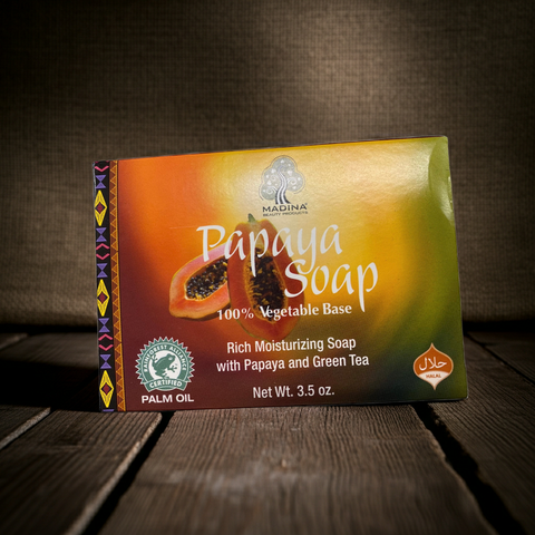 Papaya soap beauty bar designed to help brighten skin.