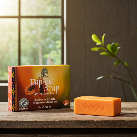 Cleansing soap bar made with papaya fruit extract.