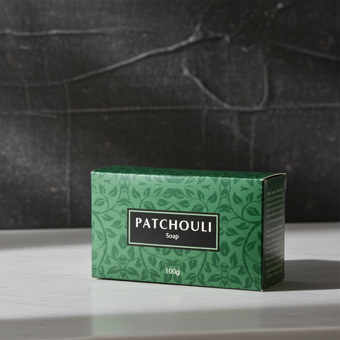 Patchouli herbal soap bar for body cleansing, skincare, and daily bath use.