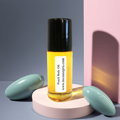 Peach Body Oil unisex body oil bottle for hydrating rough skin, improving softness, and post-shower body care.