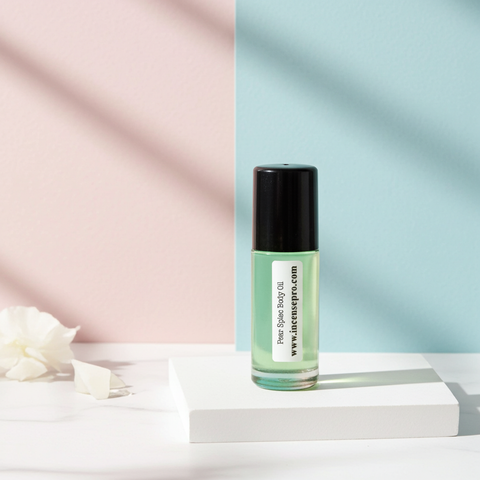Pear body oil bottle for hydrating dry skin, locking in moisture, and everyday body nourishment.