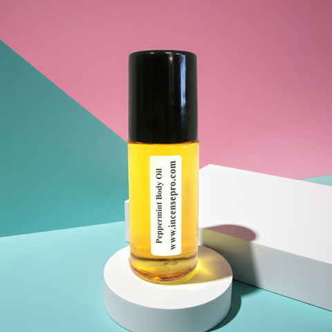 Peppermint Body Oil unisex massage oil for cooling body massage, soothing the skin, and relaxation use.