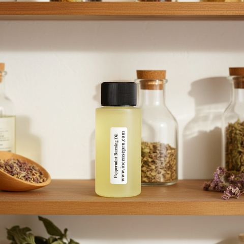 Peppermint Burning Oil featuring a sharp, refreshing mint aroma