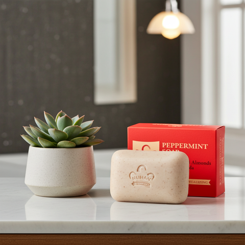 Peppermint herbal soap bar for daily cleansing, fresh-feeling skin, and bath use.