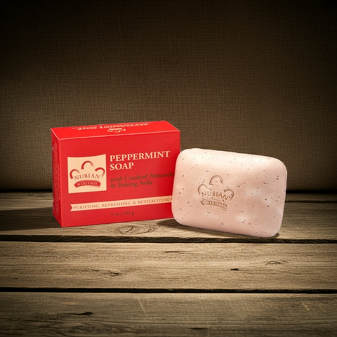 Peppermint soap bar for body washing, facial cleansing, and everyday skincare use.