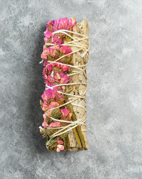 Sage with Pink Beauty sage bundle for spiritual cleansing, prayer work, and ceremonial practice.