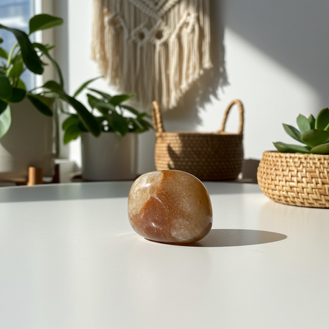 Polished Brown Chalcedony tumbled stone for meditation, crystal display, and daily spiritual practice.