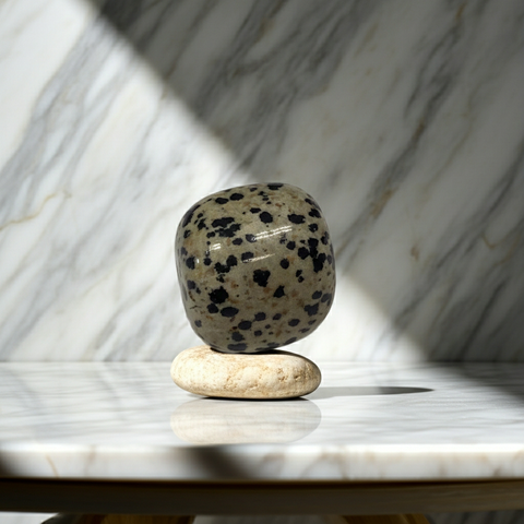 Polished Dalmatian Jasper healing stone for chakra work, grounding, and everyday crystal use.