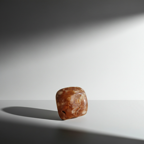 Polished Flower Agate crystal tumbled stone for meditation, intention setting, and calming practice.