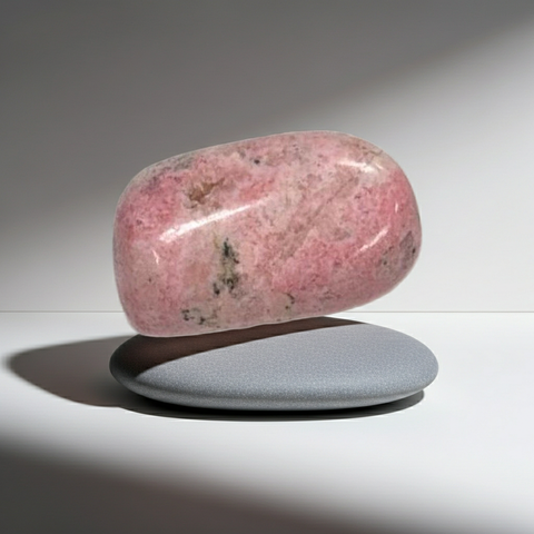 Polished rhodonite tumbled stone crystal for healing practice, grounding, and daily energy work.