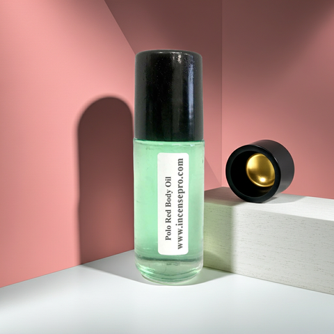 Polo Red scented body oil bottle for men for softening skin, adding fragrance, and everyday body care.