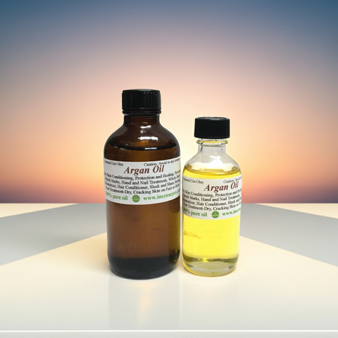 Pure argan carrier oil in a small cosmetic bottle for skin and hair care use.