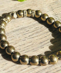Pyrite Bracelet with Tiger Charm – Medium Size