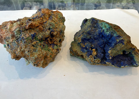 Azurite Malachite specimens with vivid blue azurite and green malachite crystal surfaces