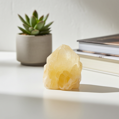 Raw Calcite Orange mineral specimen for crystal collecting, display, and grounding practice.