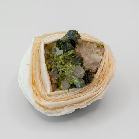 Raw Epidote with Quartz Natural Crystal Specimen - Incense Pro