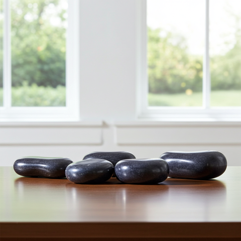 Raw Iolite tumbled stones crystal set for energy healing, mindfulness, and daily meditation use.