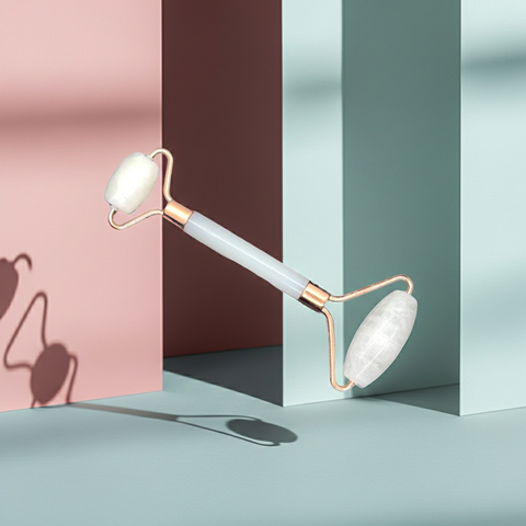 Refreshing face roller tool for cooling and calming the skin.