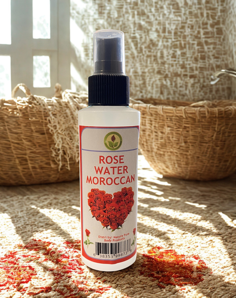 Rose water bottle displayed for skincare, hydration, and daily facial use.