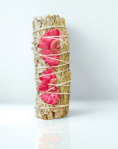 Sage with Rosemary with Pink spiritual bundle for energy cleansing, blessing ceremonies, and mindful practice.