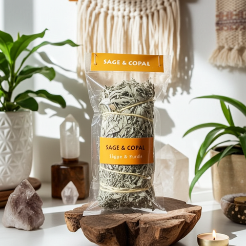 Sage & copal smudge bundle for spiritual cleansing