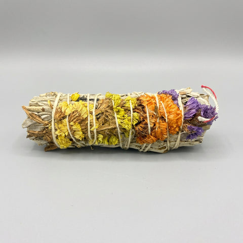 Sage with Multi Flowers Smudge Stick - Incense Pro