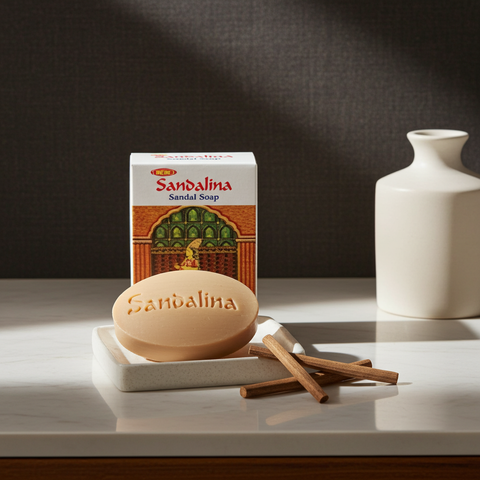 Sandalina Sandal beauty soap bar for bathing, skin cleansing, and personal care use.