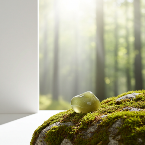Serpentine tumbled healing stone for emotional balance, crystal therapy, and intention setting.