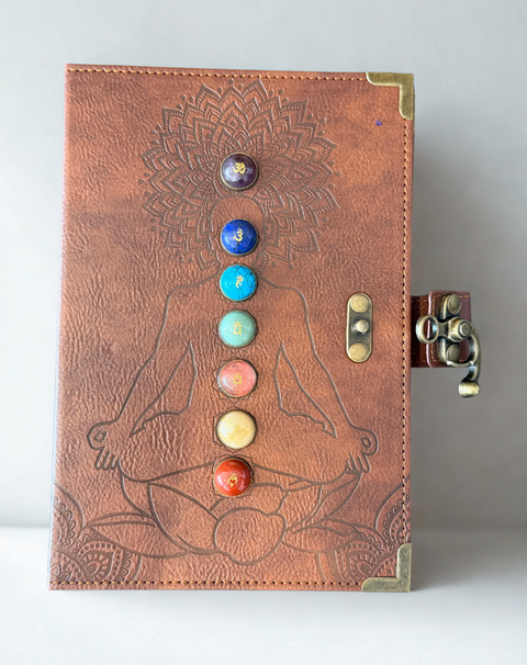 Journal with 7 chakra notebook for meditation notes, chakra work, and daily spiritual journaling.