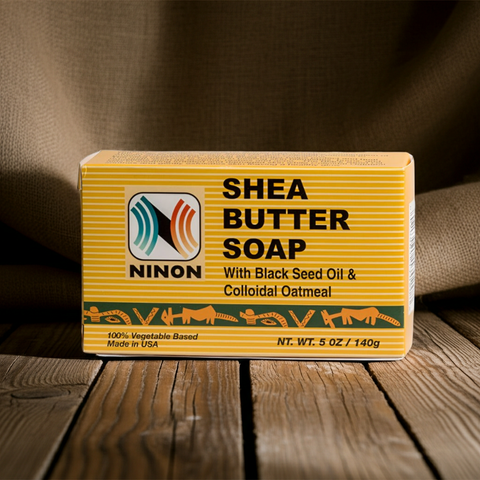 Shea butter soap bar infused with black seed oil for gentle daily cleansing.