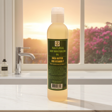 Skin moisturizing oil with shea butter and vitamin E for smooth texture