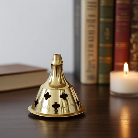 Small brass burner for incense and aromatic resins