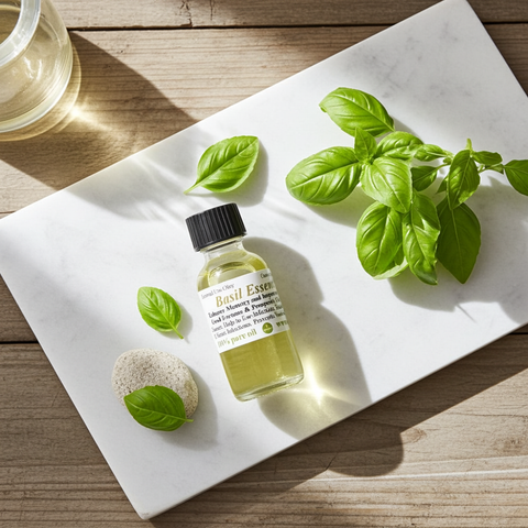 Sweet Basil Essential Oil with Fresh Herbal Aroma