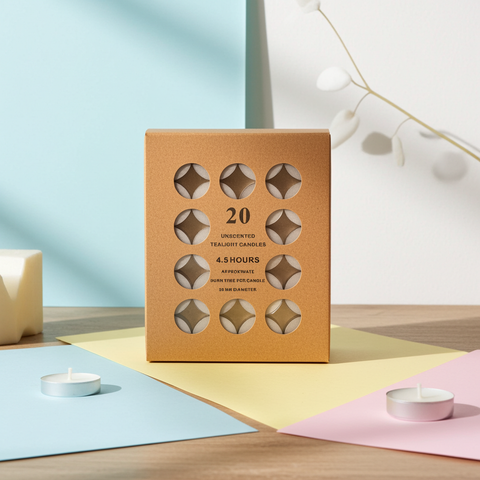 Tea candles styled for weddings, parties, and special events.