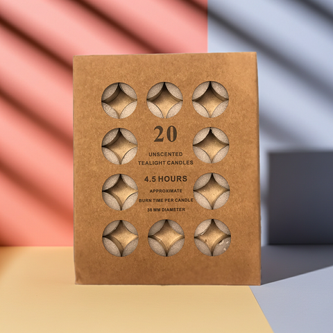 Tea candles lined up evenly