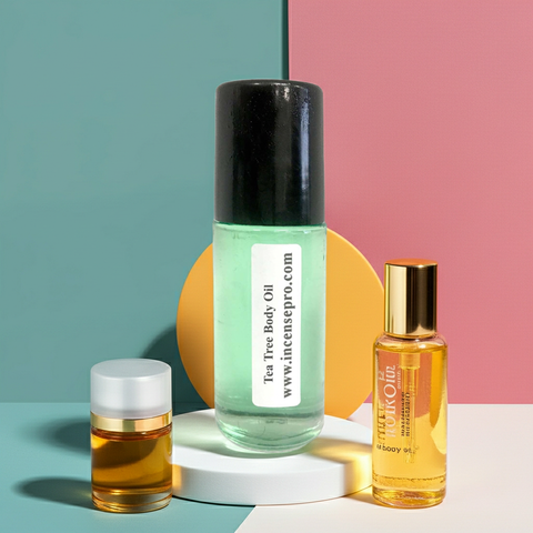 Tea Tree Body Oil body oil for daily skin nourishment, softening rough areas, and post-shower moisturizing.