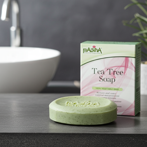 Herbal tea tree bath soap bar with a refreshing clean scent