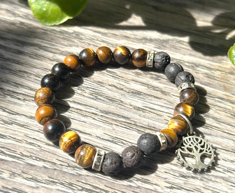 Tiger’s Eye Tree of Life Bracelet – 8mm Medium