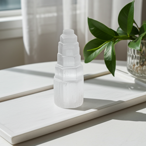 Tower - small (White Selenite) - Incense Pro