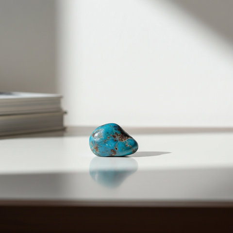 Turquoise tumbled crystal stone for energy balancing, spiritual practice, and mindful relaxation.