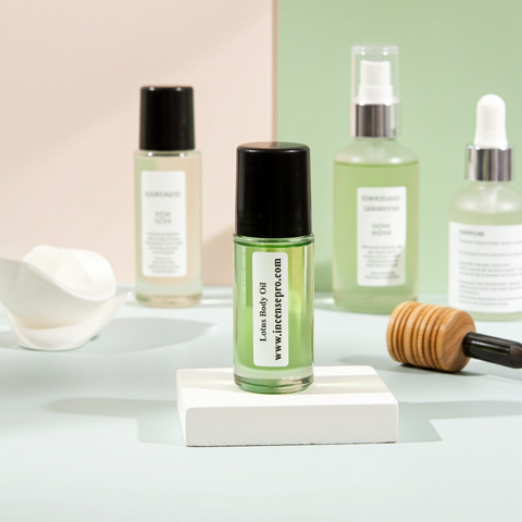 Lotus Body Oil unisex body oil for daily skin care, lightweight moisture, and keeping skin feeling soft and refreshed.