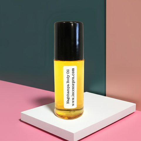 Unisex Nagchampa Body Oil body oil for softening skin and enjoying a balanced aromatic scent.