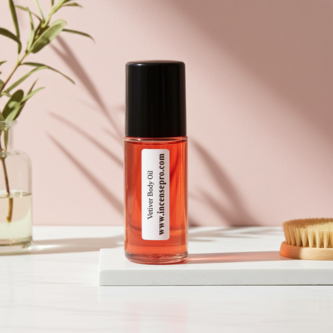 Vetiver Body Oil unisex body oil for moisturizing skin, softening dry areas, and daily body care.